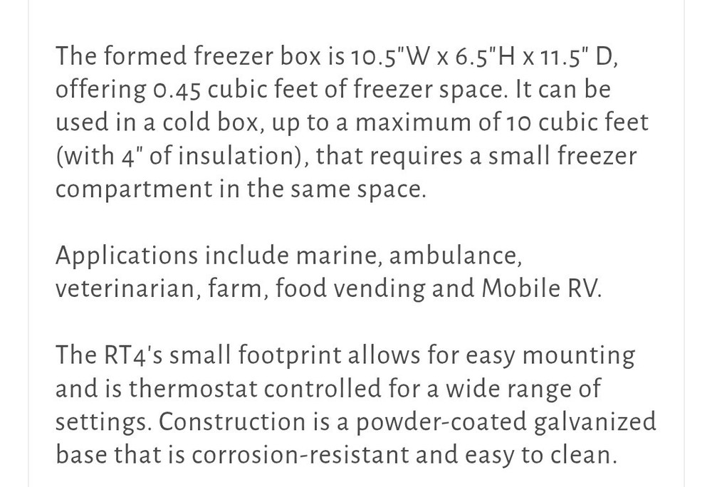 Nova kool RT4 Freezer box boat refrigeration