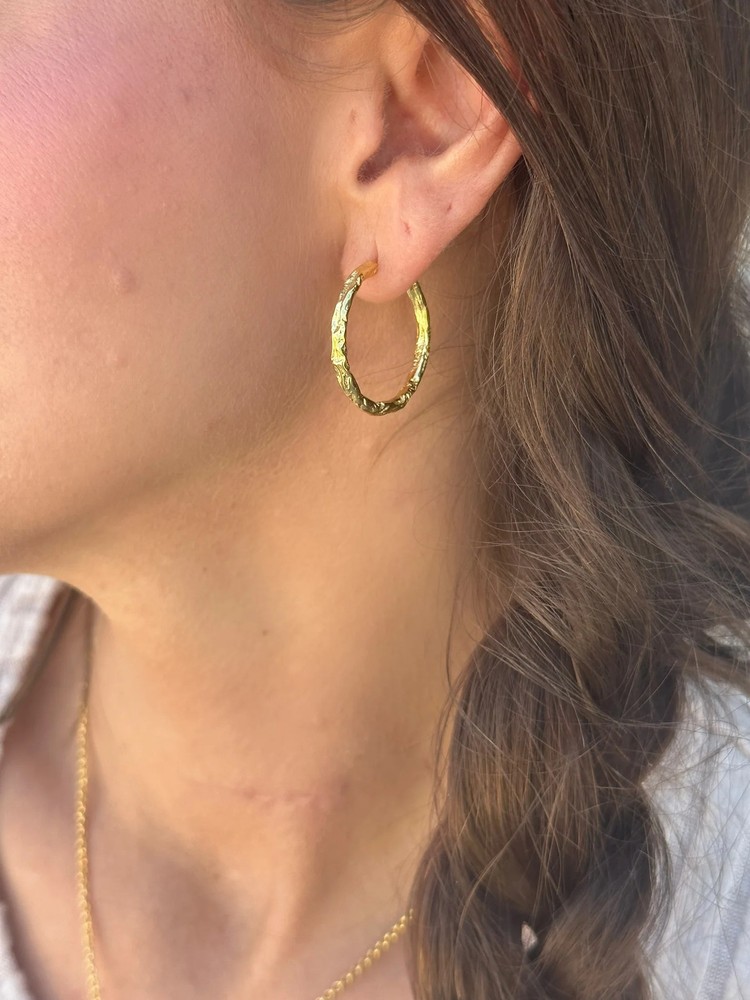 Thin Hammered Hoop Large