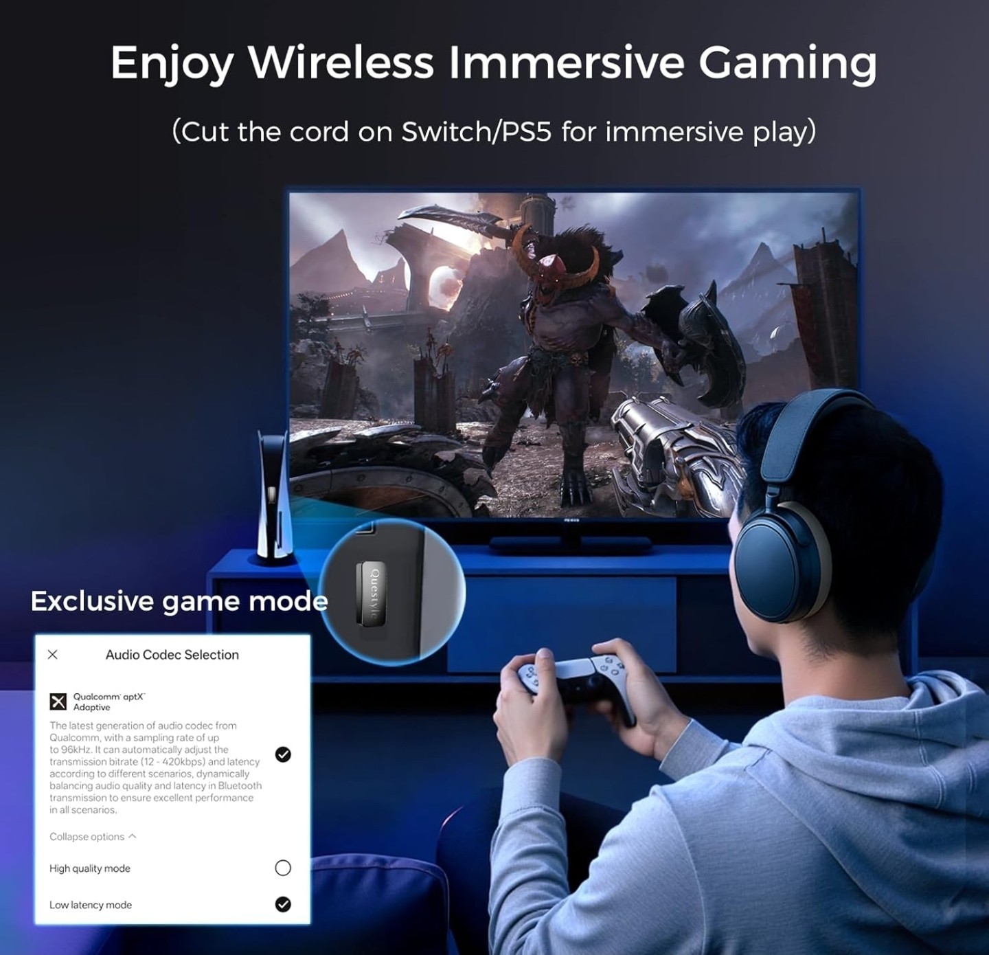 Questyle QCC Dongle Pro USB-C Bluetooth Audio Transmitter LDAC aptX Lossless PS5