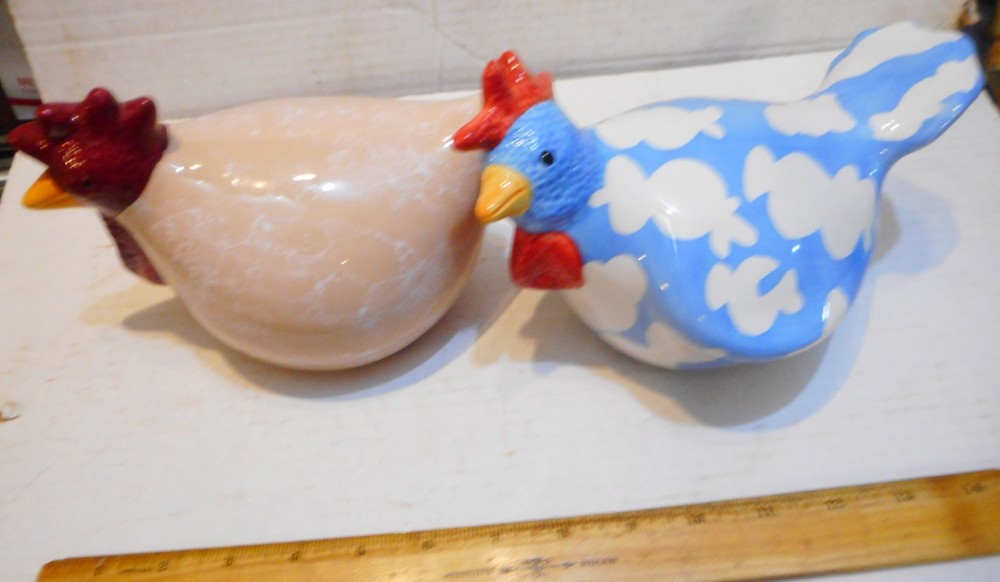 PAIR CERAMIC CHICKEN  FIGURINES
