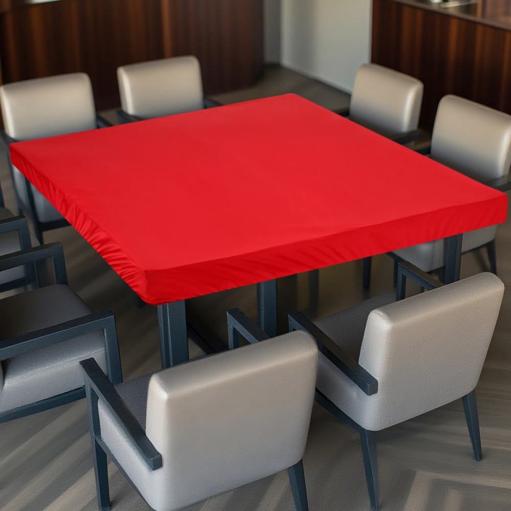 Picnic Table Cloth, 34"x34" Square Elastic Fitted Tablecloths, Red