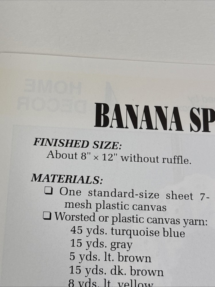 Banana Split Pillow Annie's Attic Plastic Canvas Pattern Page