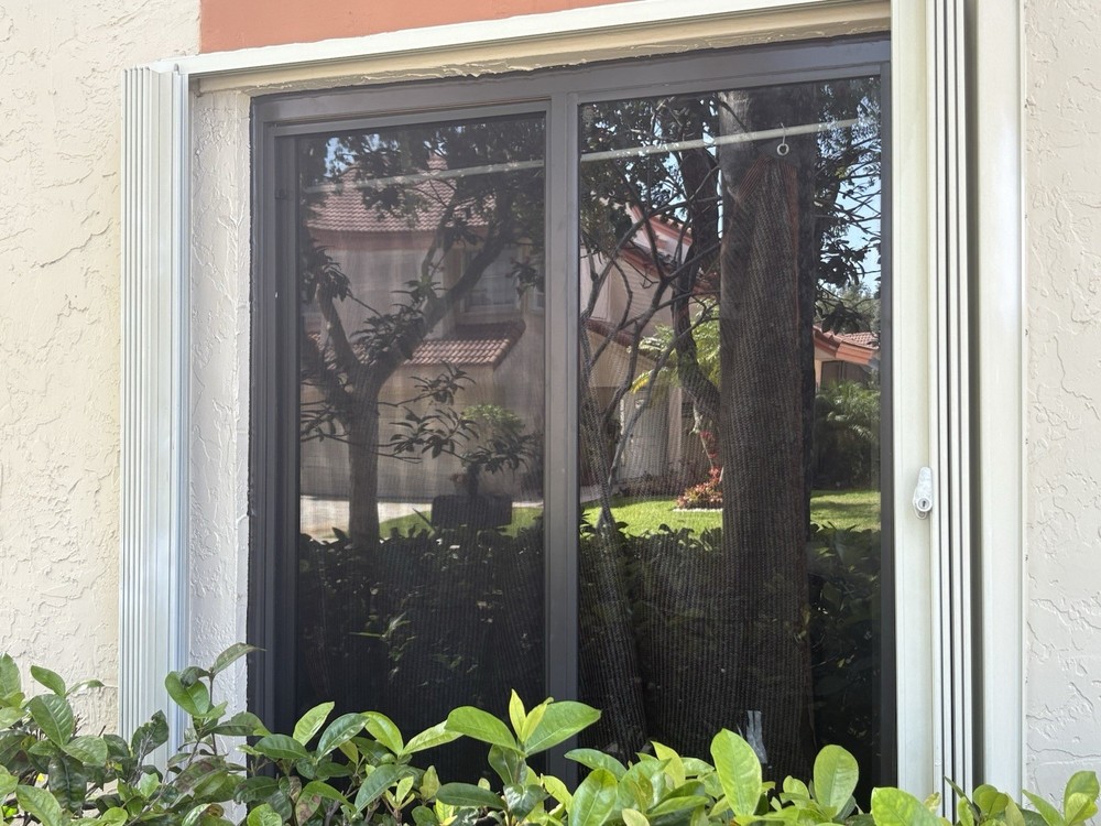 Various sized hurricane window shutter panels