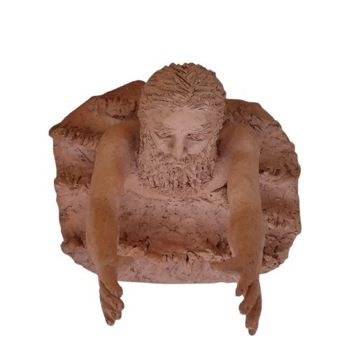 Clay Sculpture of St. Peter Walking on Water Reaching for Jesus Mathew 14 28-31