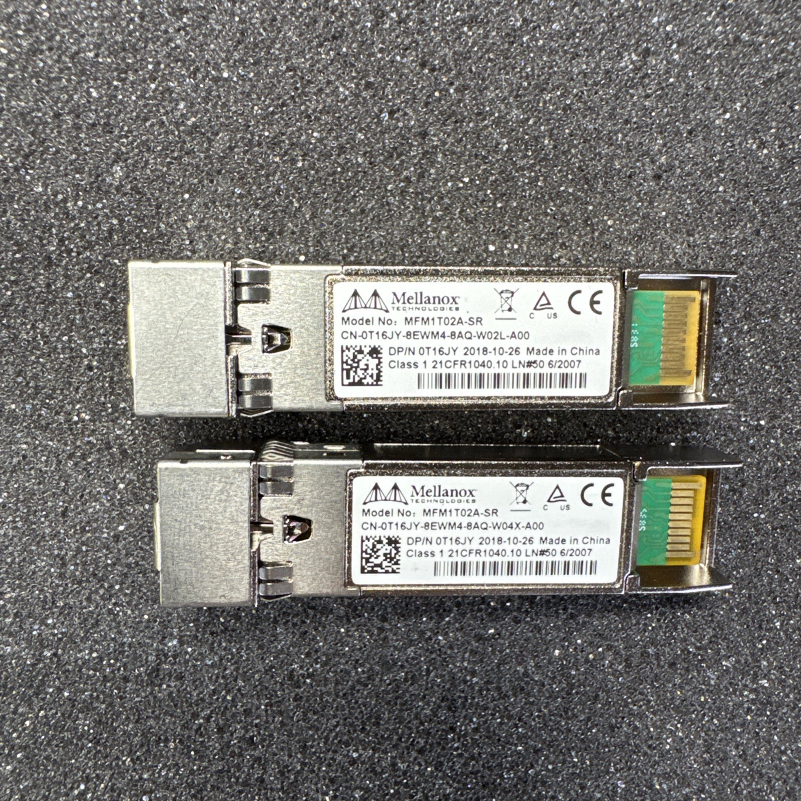 2x Nvidia Mellanox MFM1T02A-SR 10GB BASE-SR 850nm MMF LC SFP+ Transceiver 0T16JY