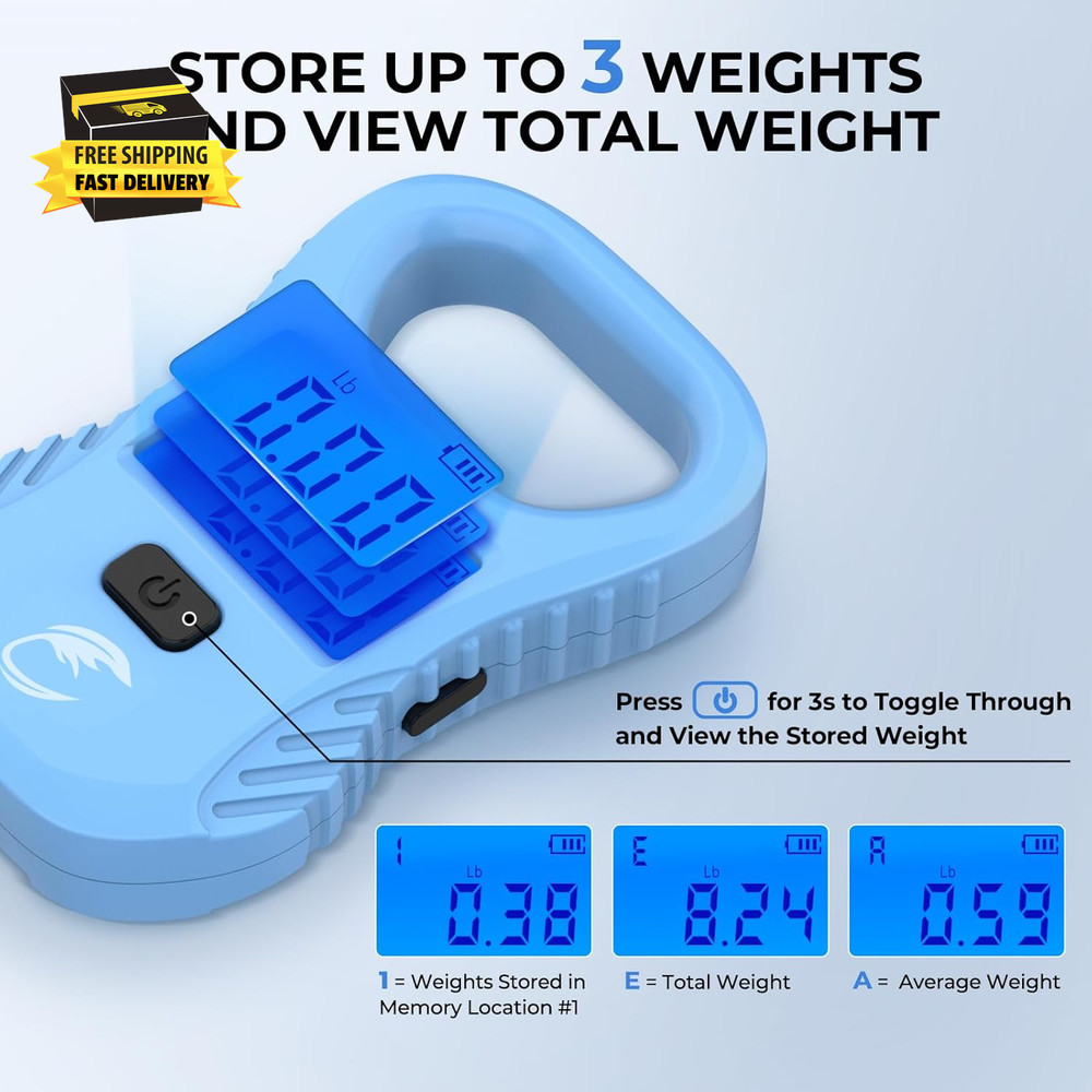 Lightweight Fish Scale, Rechargeable Digital Scale with USB Cable, 55Lb Capacity