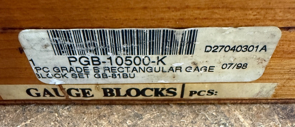 Precision Rectangular Gage Block Class B PGB-10500-K (Missing 3" Block)