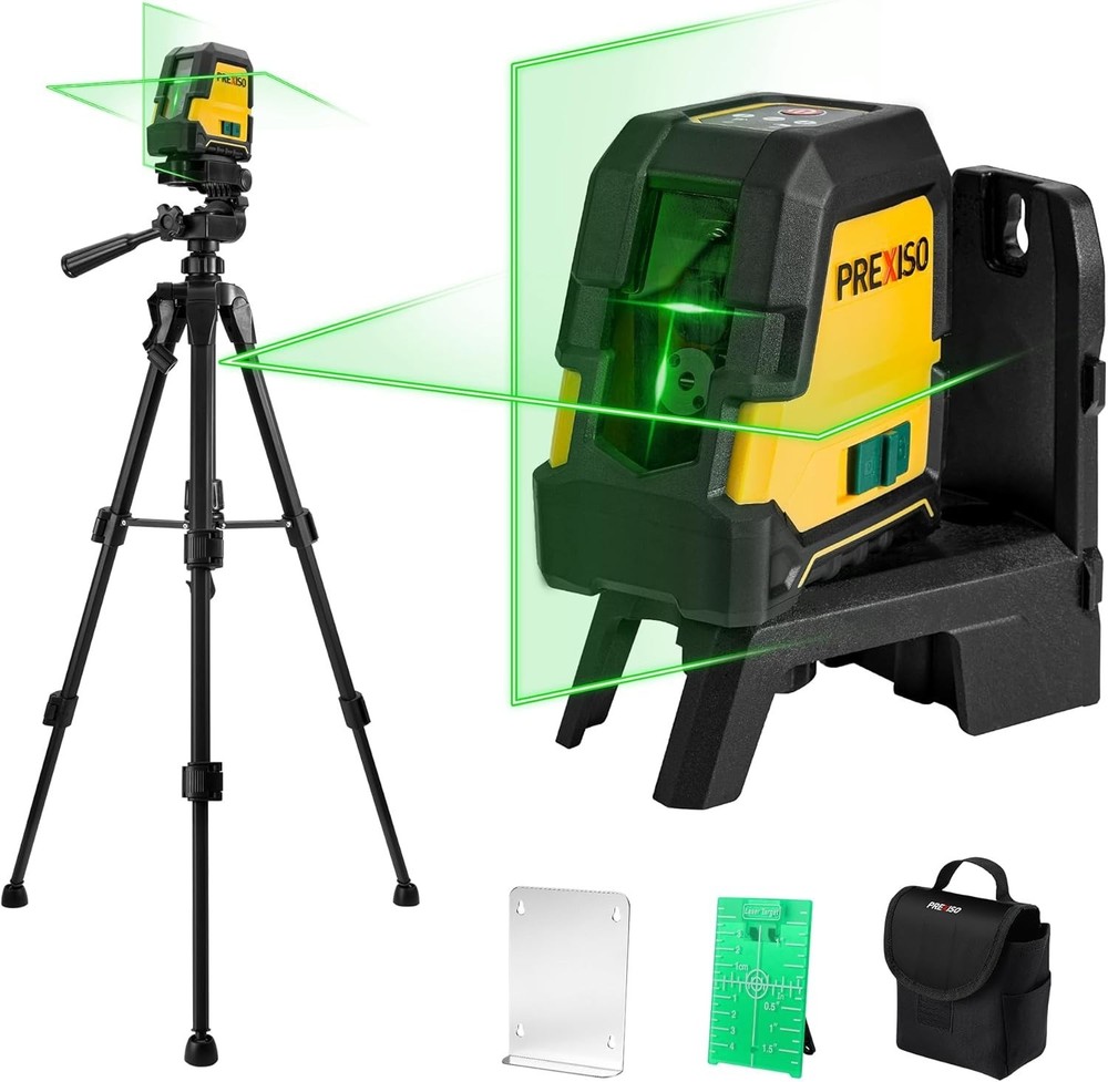 Green Beam Laser Level with Magnetic Base - 100ft Self-Leveling System & Tripod