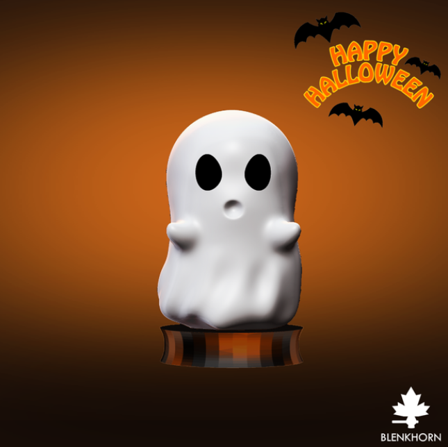 Spooky Ghost Chibi Style 3D Printed Mini Figure Blenkhorn
