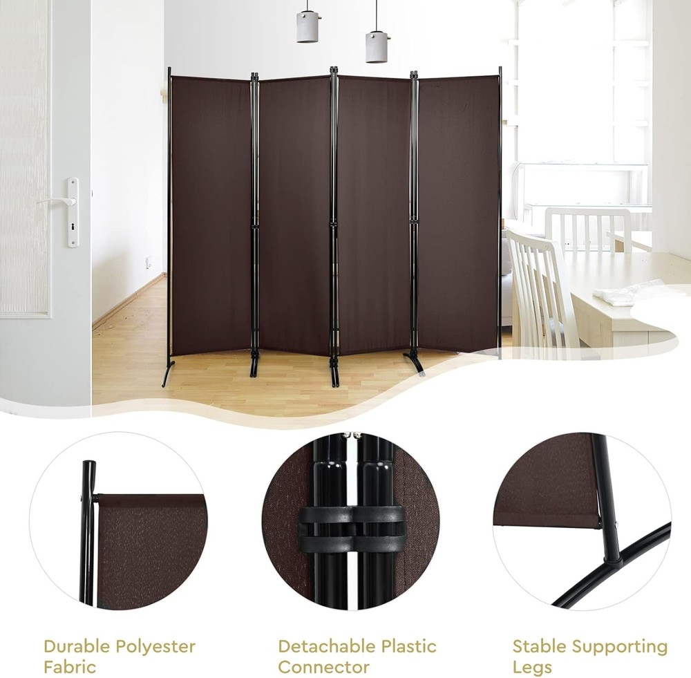 4 Panel Room Divider Folding Privacy Screen Room Partition 5.6 Ft Foldable
