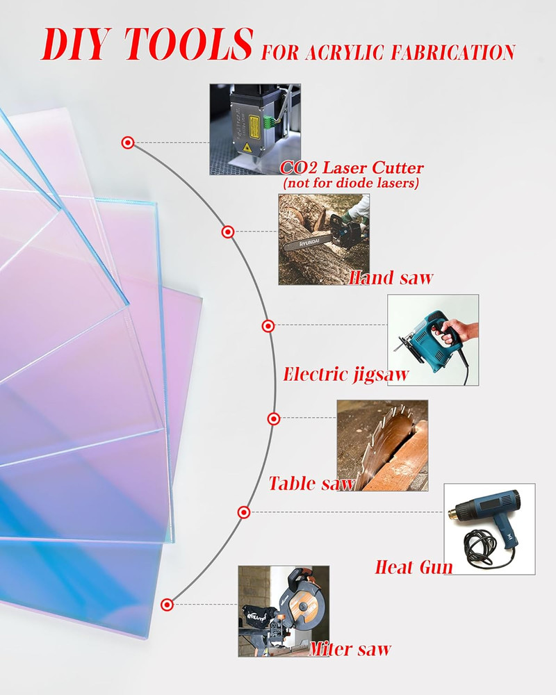 5 Pack Iridescent Acrylic Sheets Translucent Plexiglass Sheet Colored Plastic Pa
