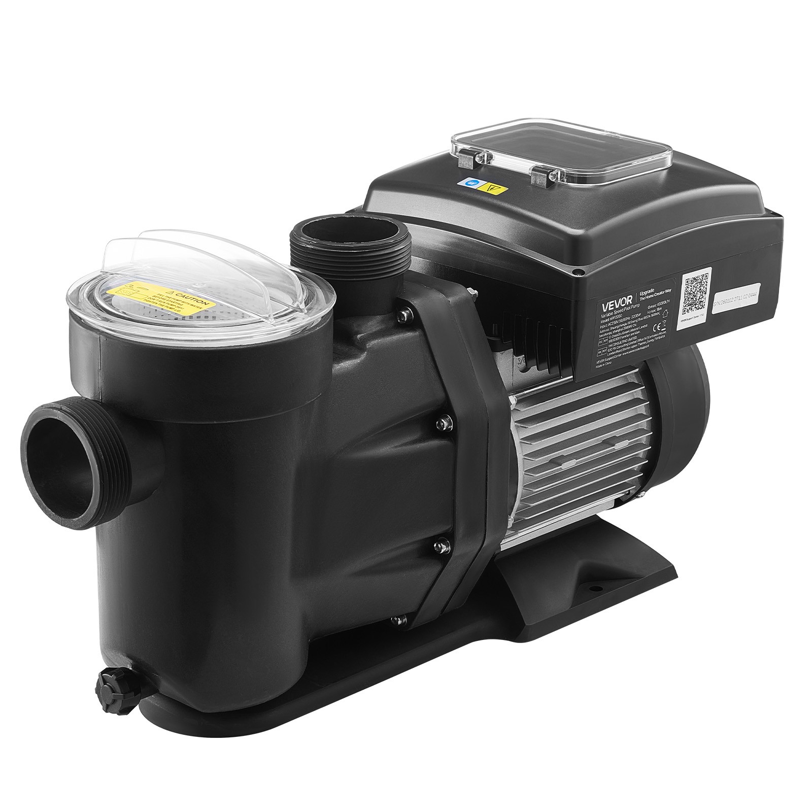 VEVOR Variable Speed Pool Pump 1.5 HP 220V 115 GPM In/Above Swimming Pool Pump