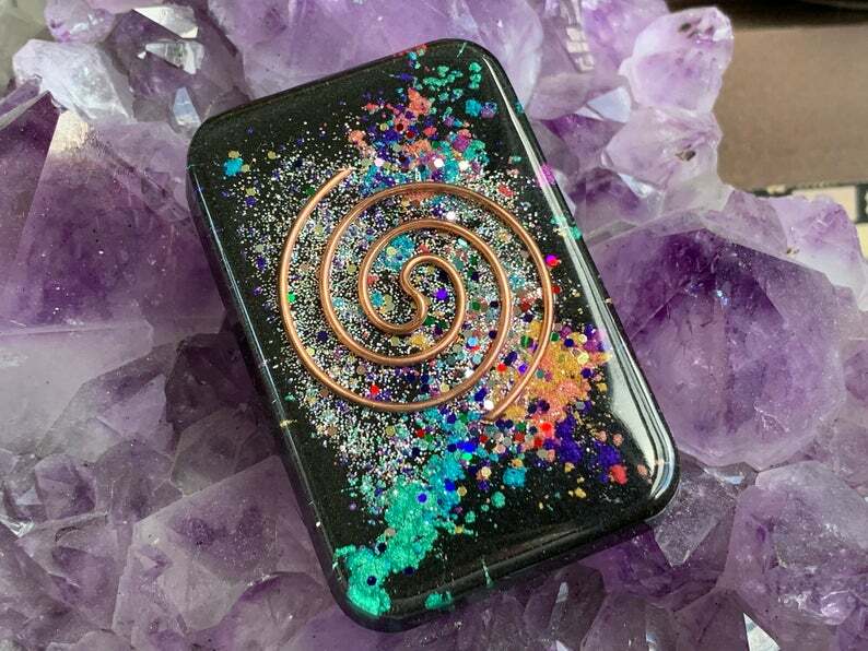 Orgonite® Cell Block - RAINBOW GALAXY Cell Phone EMF Shield - Orgone Generator®