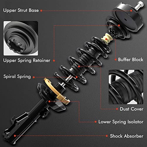 Front Pair (2) Complete Strut & Coil Spring Assembly Compatible with Saab 9-5
