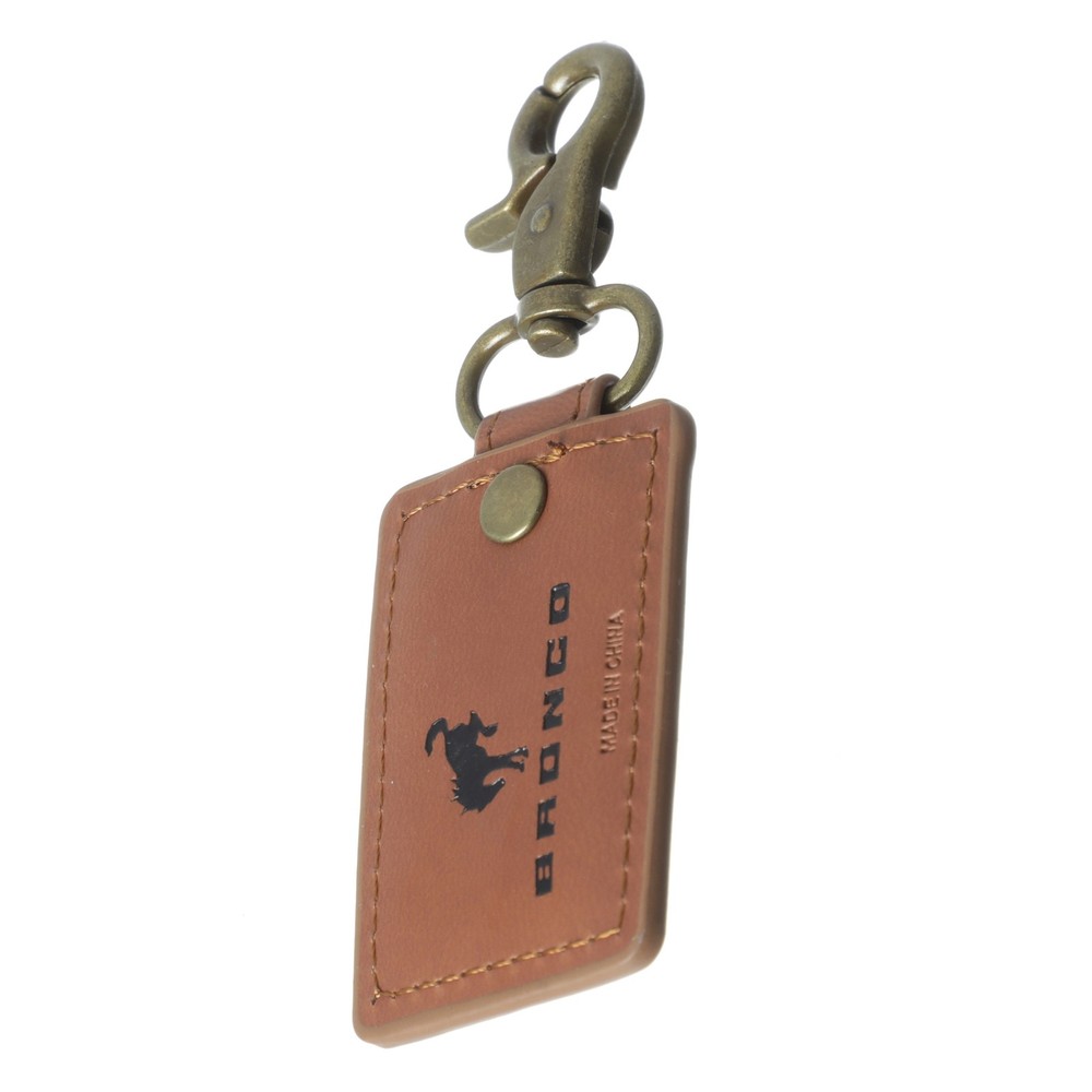 Ford Bronco Leather Keychain Bronze