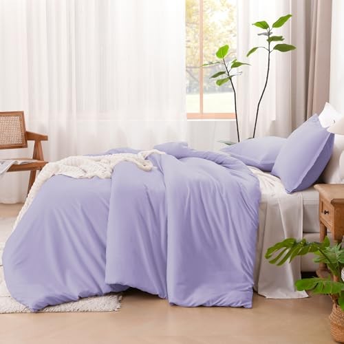 Purple Comforter Size, 3 Pieces Lightweight Solid Bedding Full Lavender
