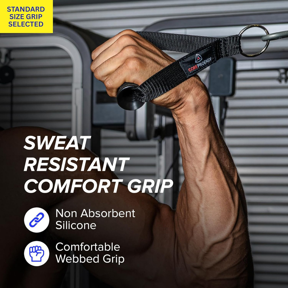 Core Prodigy Heavy Duty Exercise Handles - Grip Attachments for Cable Machine Pu