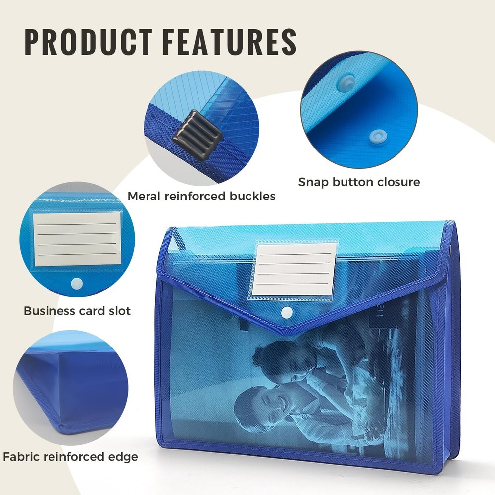 Plastic Expanding File Folder, Envelope Folders for Documents, Waterproof Tra...