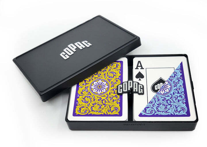 Copag Neoteric Jumbo Index Violet/Yellow/Blue Poker Size 2 Deck Setup