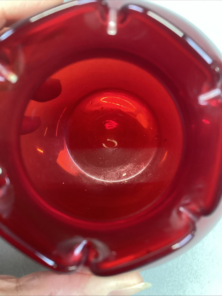 Anchor Hocking Ruby Red Glass Flower Vase - 4.25”H