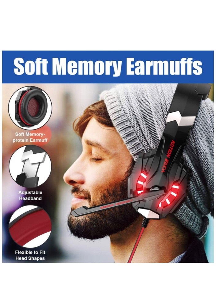 Pro LED Gaming Headset for PS4, PC, Xbox One Controller (a)