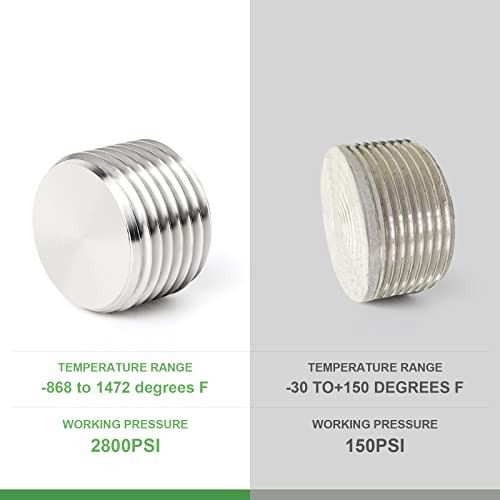 10PCS 304 Stainless Steel Socket Pipe Plug 1/8" MNPT-10Pcs Internal Hex Thread