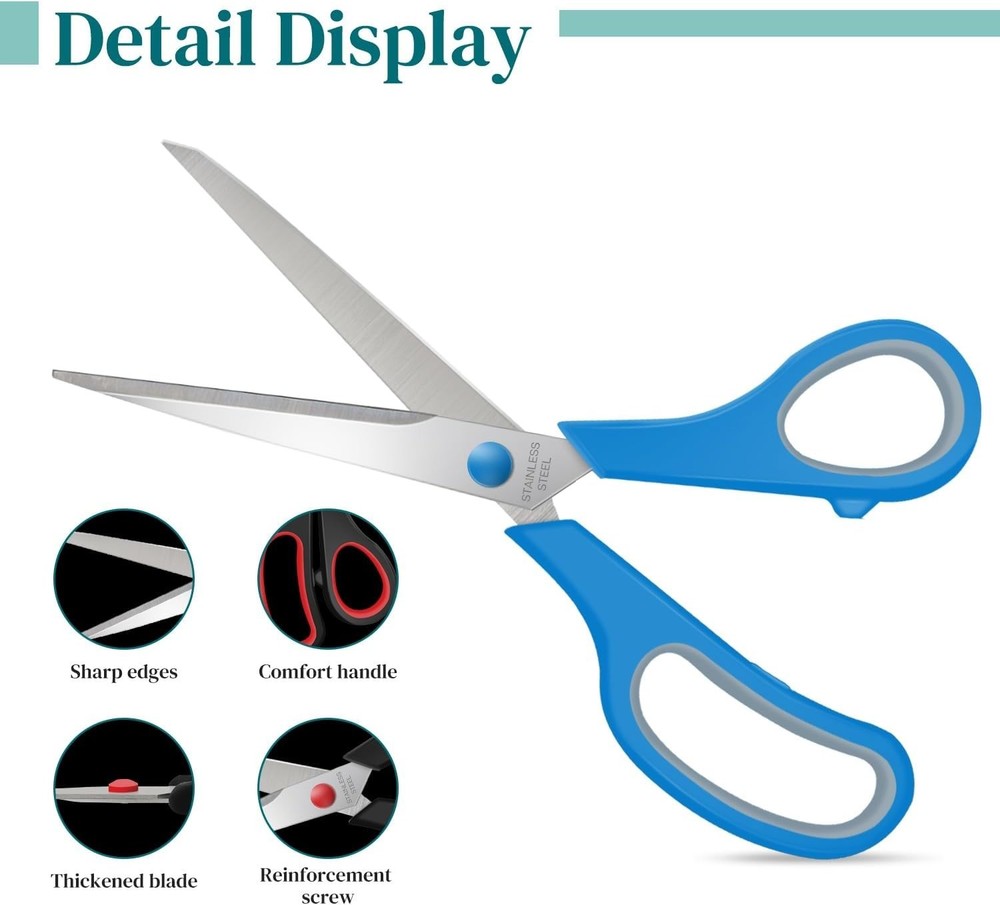 6 Packs Sewing Craft Scissors Bulk,8" Multipurpose Heavy Duty Sharp Scissors,...