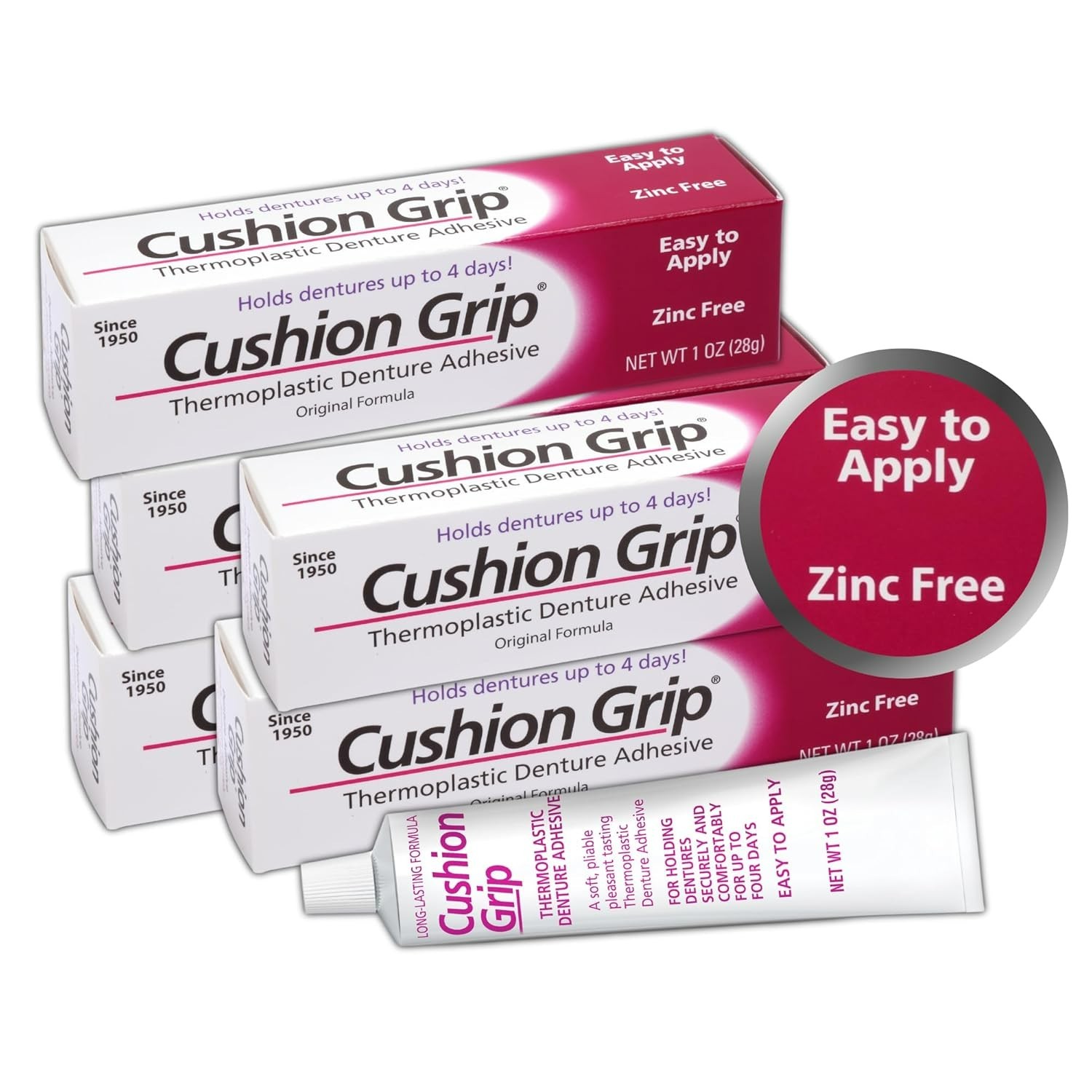 Cushion Grip Soft Pliable Thermoplastic For Refitting Dentures 1 Oz (5 Pack)