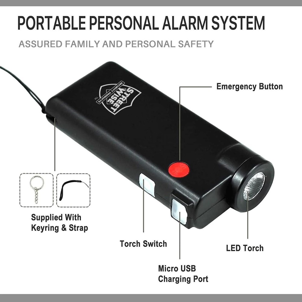 Personal Knight Security ALARM And Flashlight With a Blinding Lumen Strobe Light