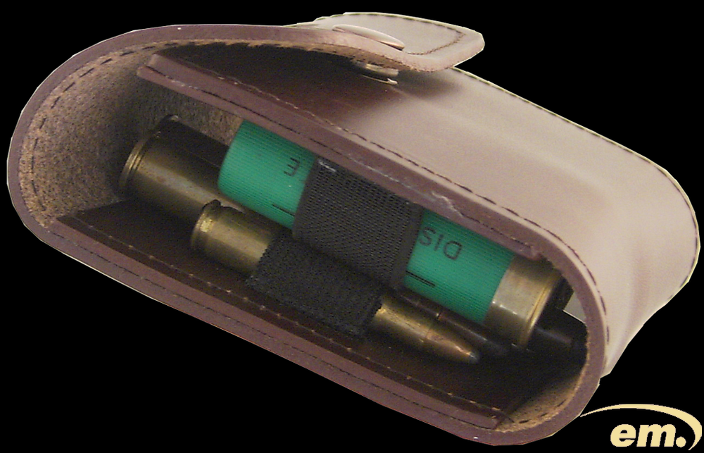 Leathern cartridge wallet for 3 large / 4 shells, brown