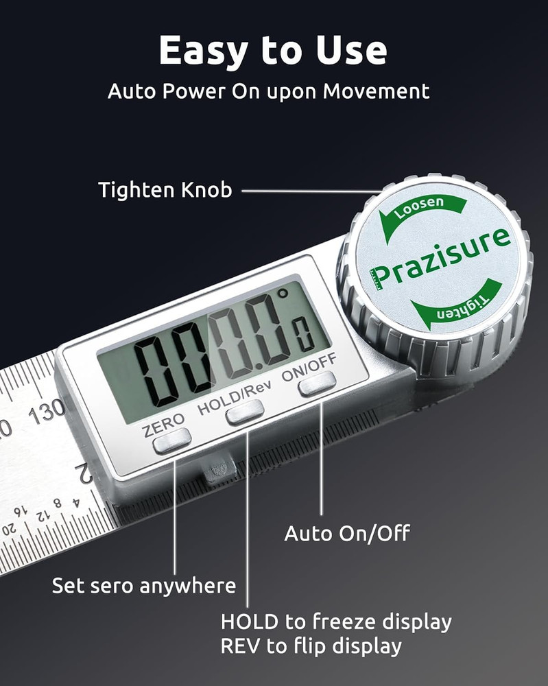 Digital Angle Finder Protractor, 7inch Professional Angle Measuring Tool for Woo