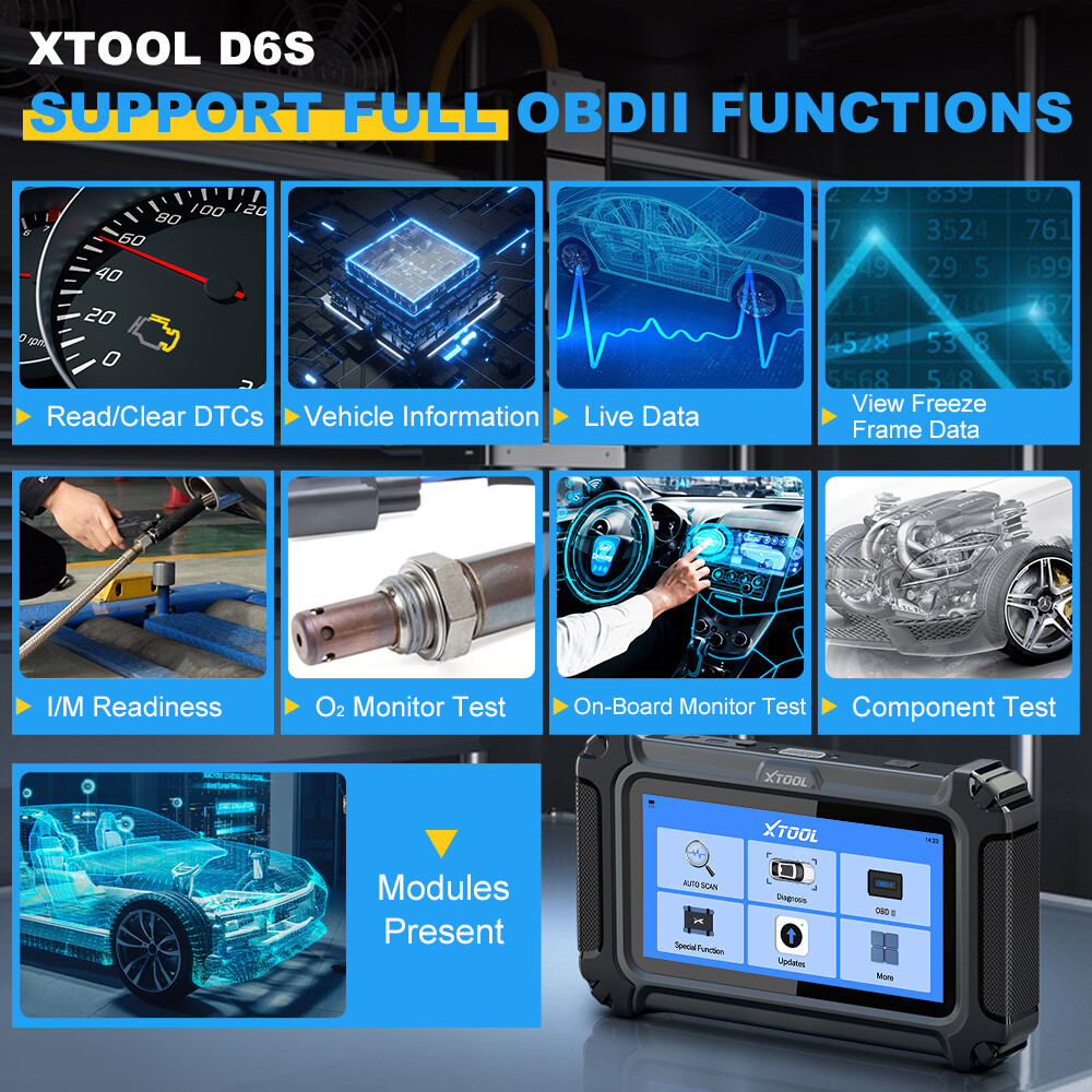 XTOOL D6S Car OBD2 Scanner Full System Diagnostic Tool 30+Services 🔥Free Update