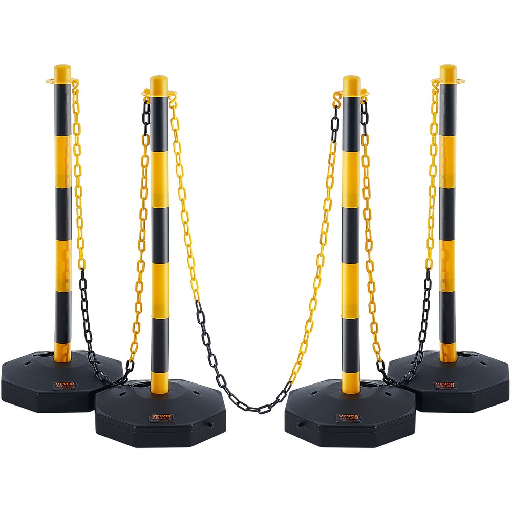 VEVOR 4PCs Traffic Delineator Post Cones with Fillable Base 8FT Chain Adjustable