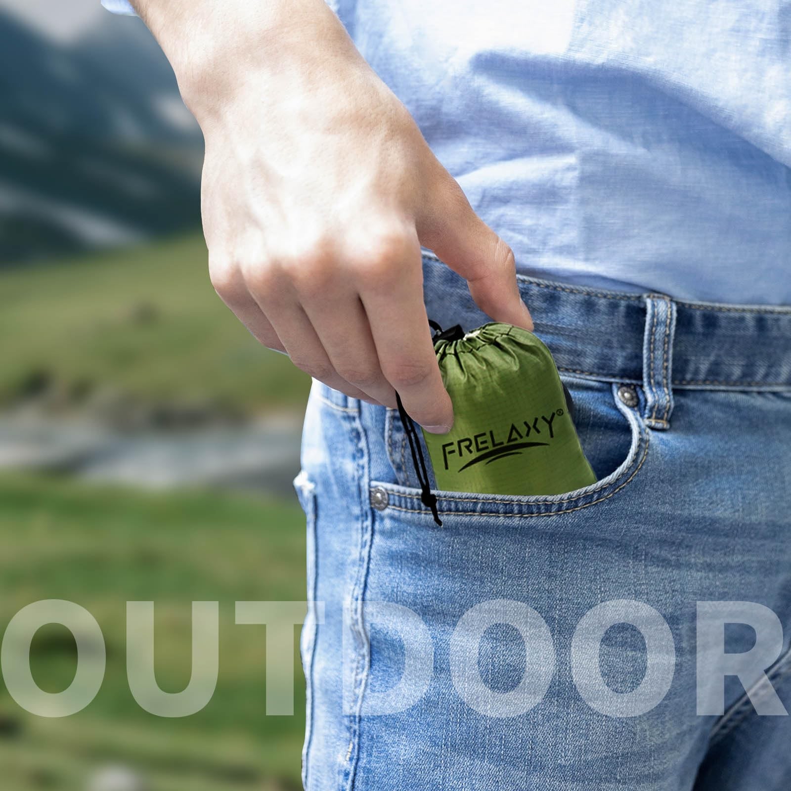 Frelaxy Pocket Picnic Blanket, Waterproof Sandproof Beach Mat, Compact Camping T