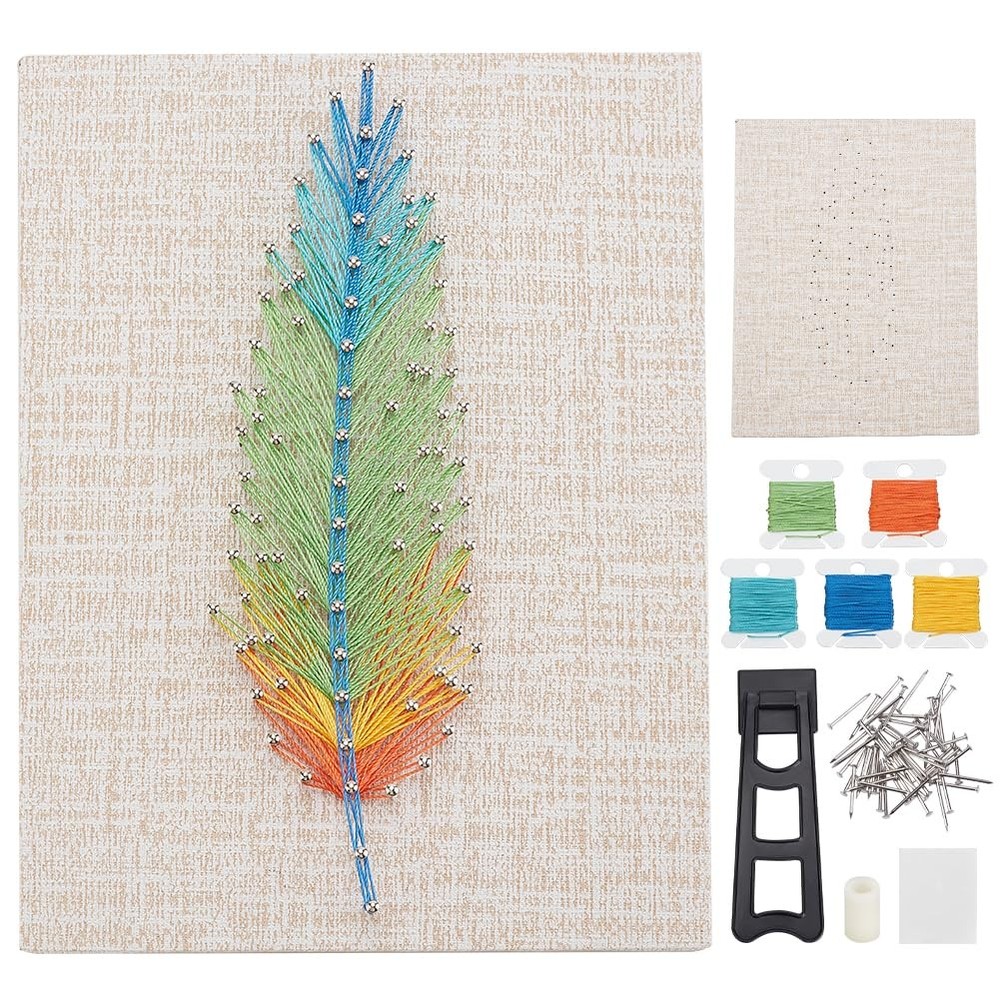 WEBEEDYDIY String Art Kit for Adults Beginners, Medium, multicolor-feather