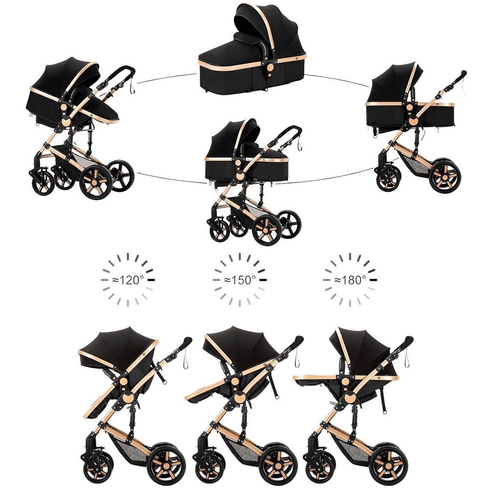 2 in 1 Baby Stroller Convertible Foldable Standard Stroller Reversible Pushchart