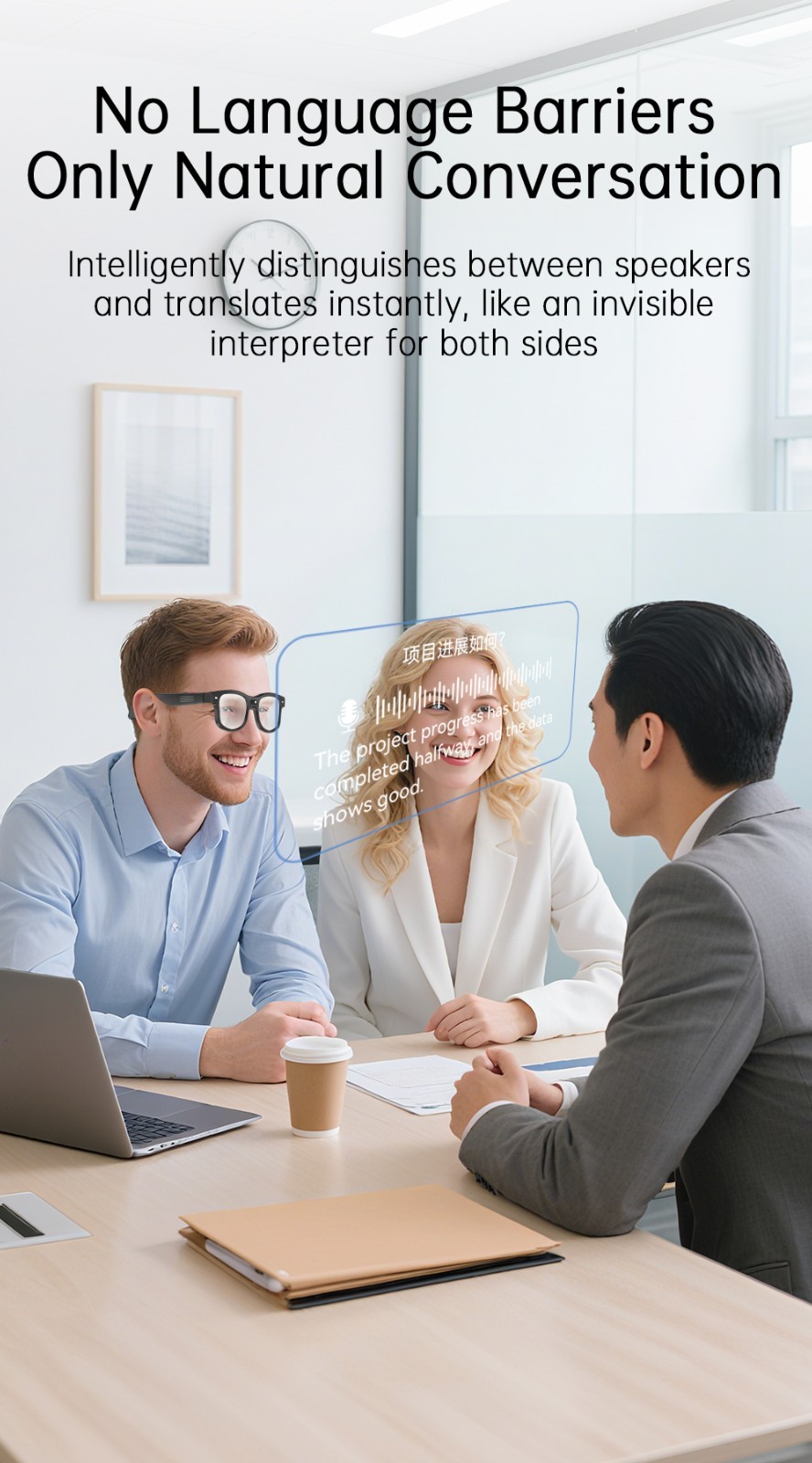 AI Smart Glasses with Interchangeable Lenses HD Camera Bluetooth for iOS Android