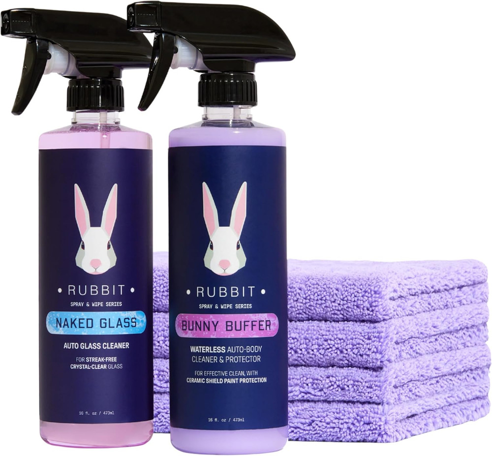 Bunny Buffer Bundle, Waterless Sio2 Ceramic Car Wash & Protect Kit with Auto Bod