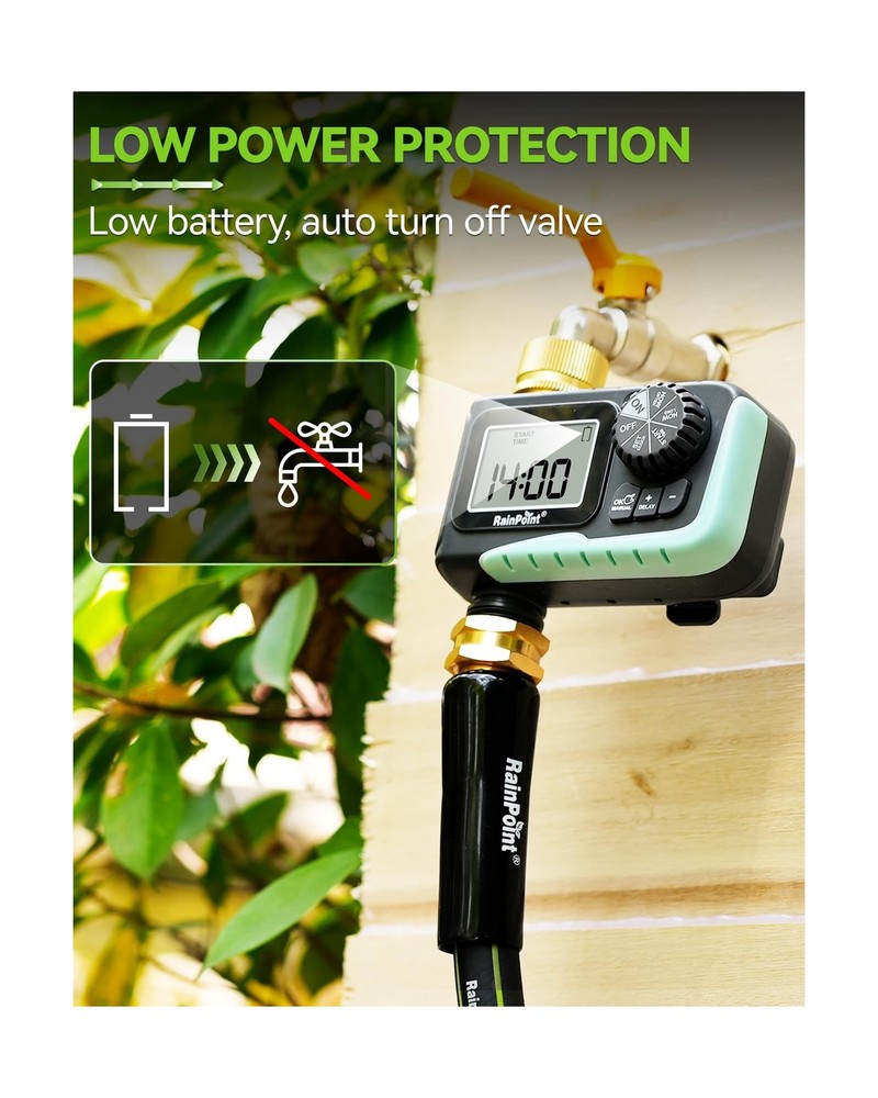 RAINPOINT Sprinkler Timer with Brass Swivel, Programmable Water Timer for Gar...