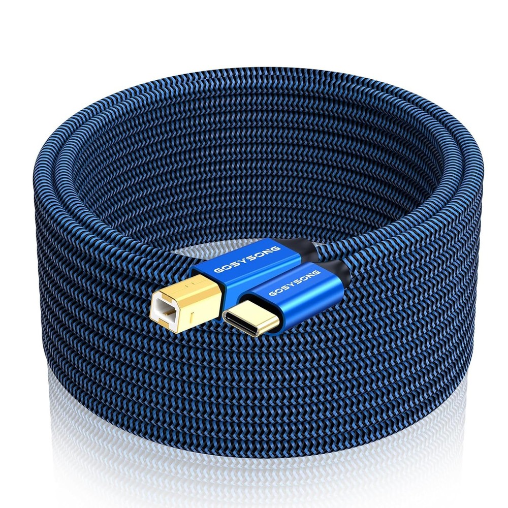 USB C to B Printer Cable - 15ft High Speed Compatible with 15ft, Blue