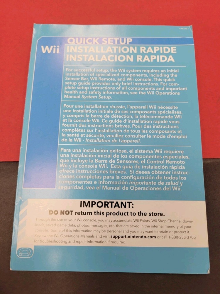 ¤ Wii Quick Setup Installation ¤ Manual Instruction Booklet Guide Authentic