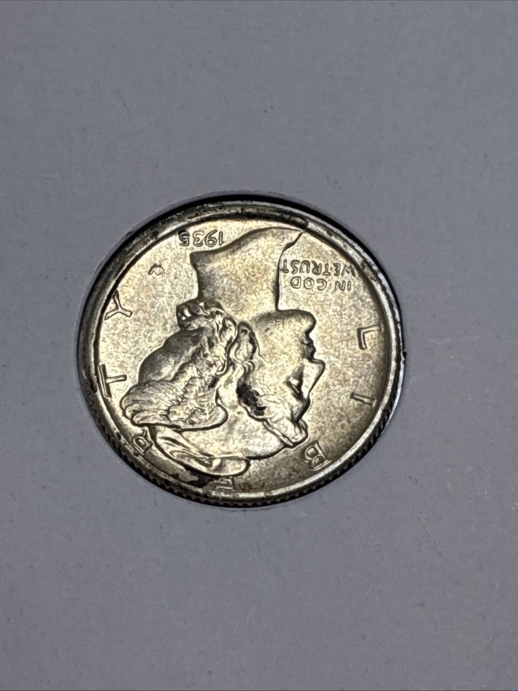 1935 Mercury Dime Stuck Through Errors, “5” 1935, Double Die Reverse 💎