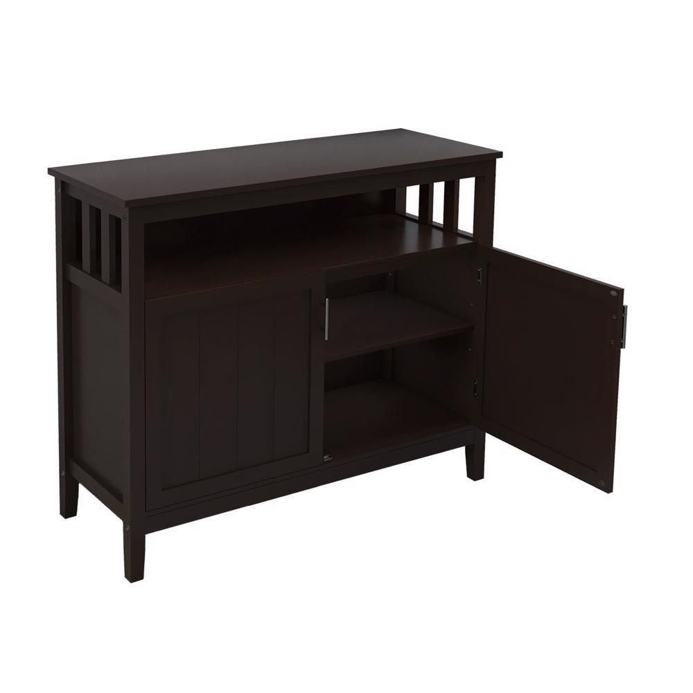 Kitchen Storage Sideboard And Buffet Server Cabinet-Brown /White/Black