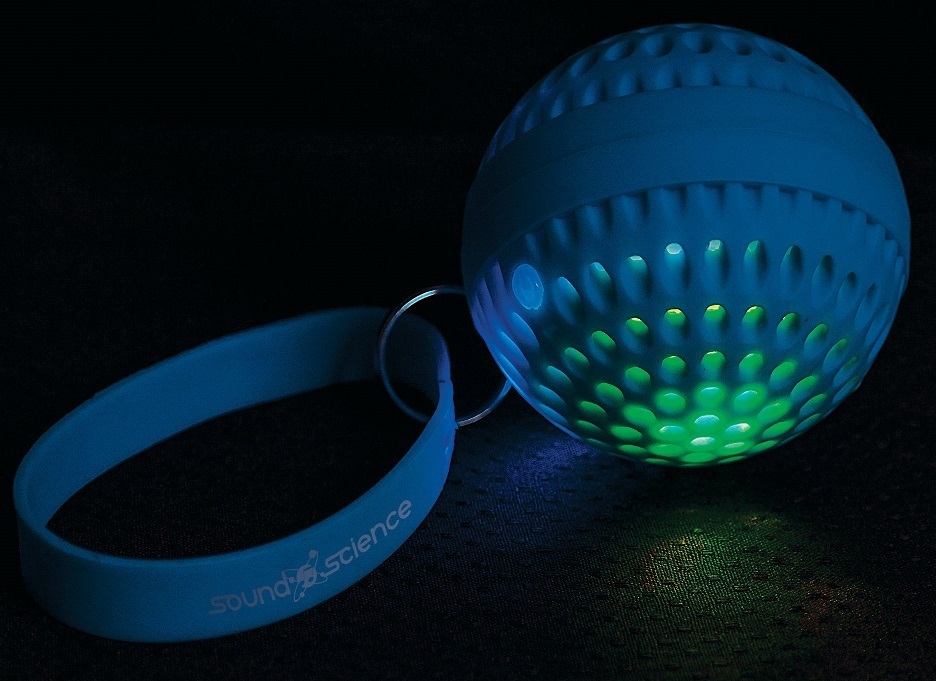 Sound Science Atom Glowing Wireless Bluetooth Mini-Speaker w/ LED Lighting, Blue