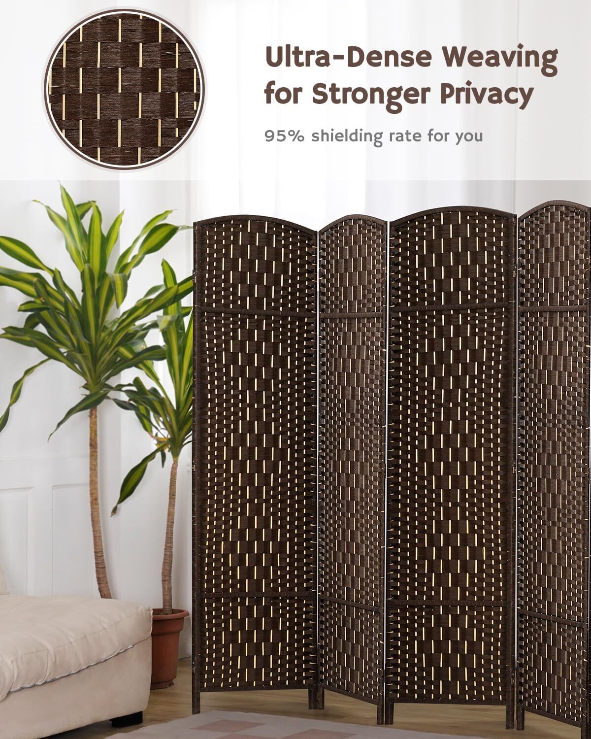 4/6/8 Panels Room Divider Wall for Room Separation Folding Privacy Screen