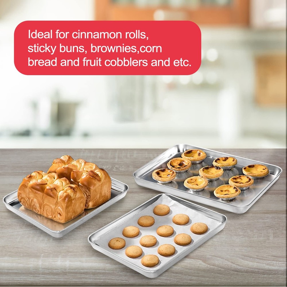 Cookie Sheets for Baking, Stainless Steel Baking Sheet 12inch, Silver
