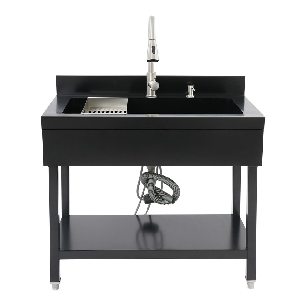 Freestanding Stainless Steel Utility Sink, Rectangular Single Bowl Utility Sink.