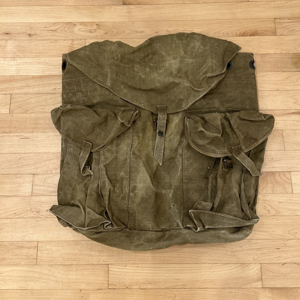 Vintage Military Canvas Backpack Green
