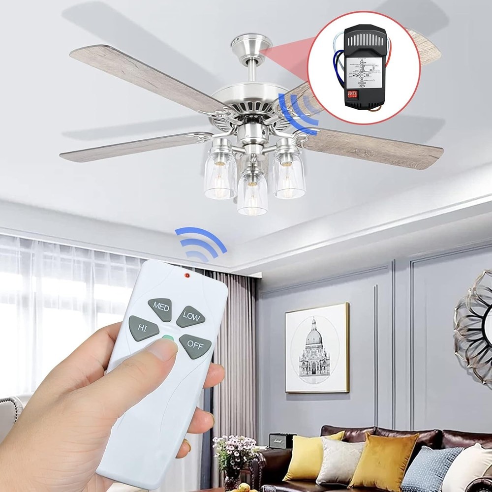 2 Pack Universal Ceiling Fan Remote Control Kits with Light Dimmer - Easy Setup