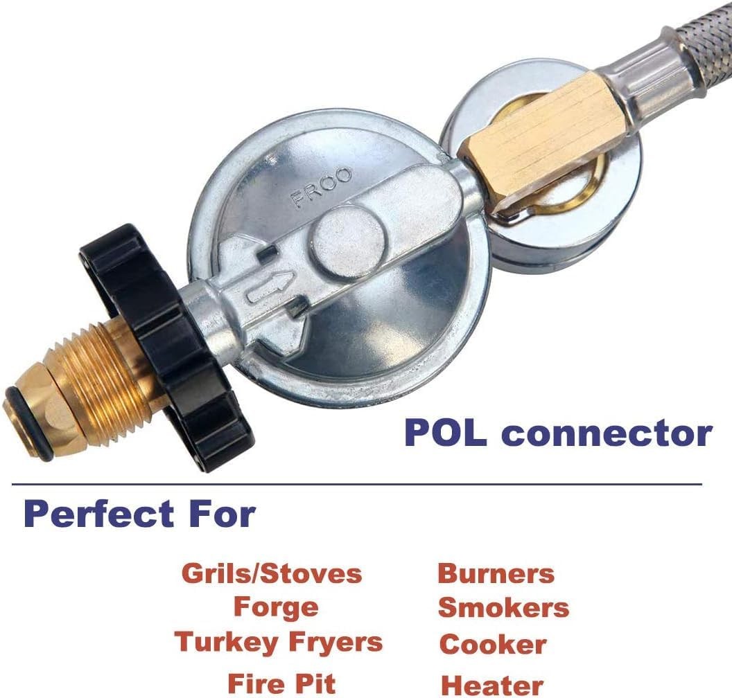 12FT High Pressure Adjustable Propane Gas Regulator Hose Indicator, Stainless